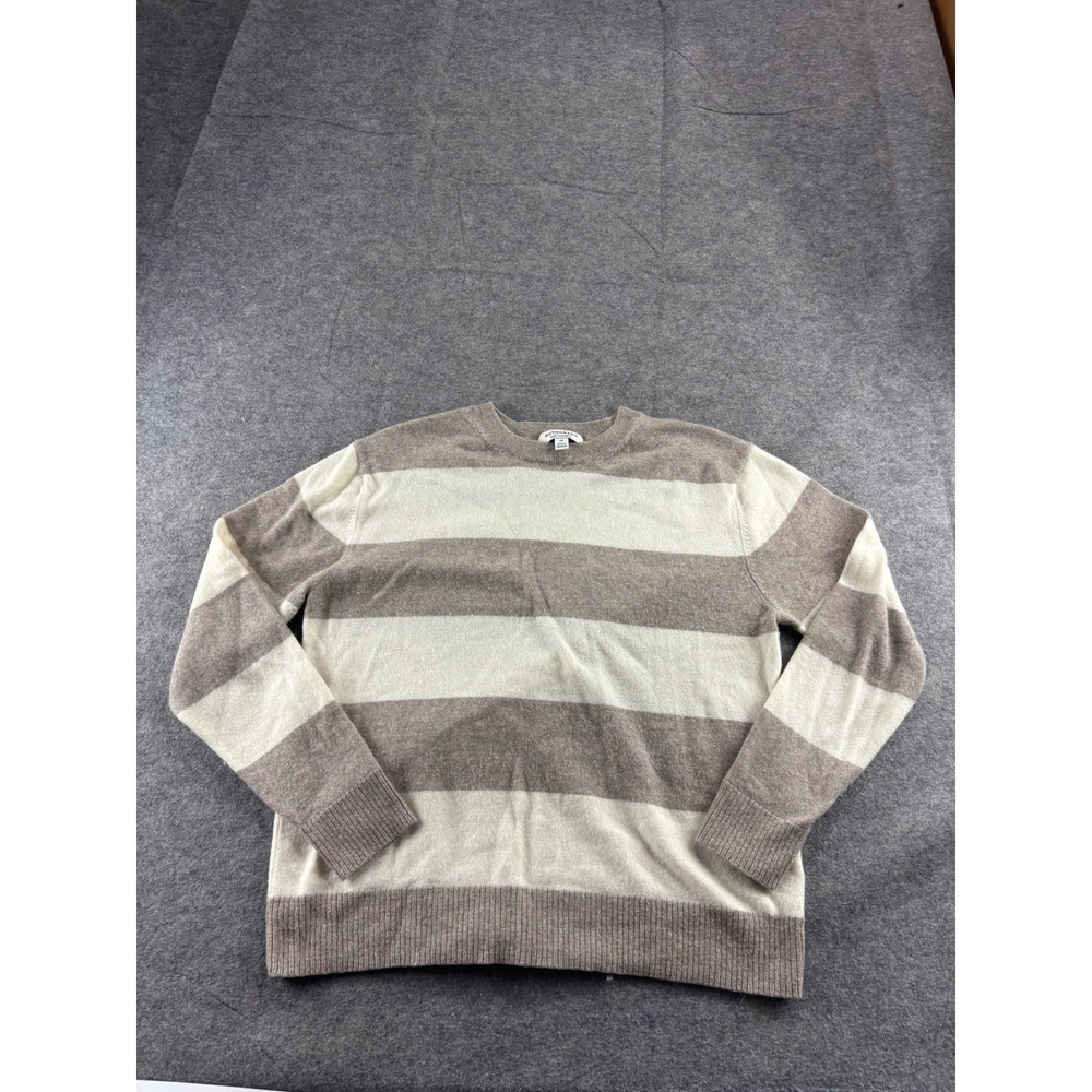 Autograph Pure Cashmere Striped Crewneck Sweater UK 14 US M Preppy Chic Minimal